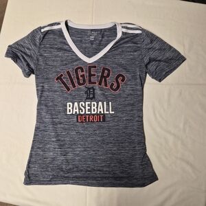Detroit Tigers MLB Genuine Merchandise V-Neck T-Shirt - Women's Large - Heather